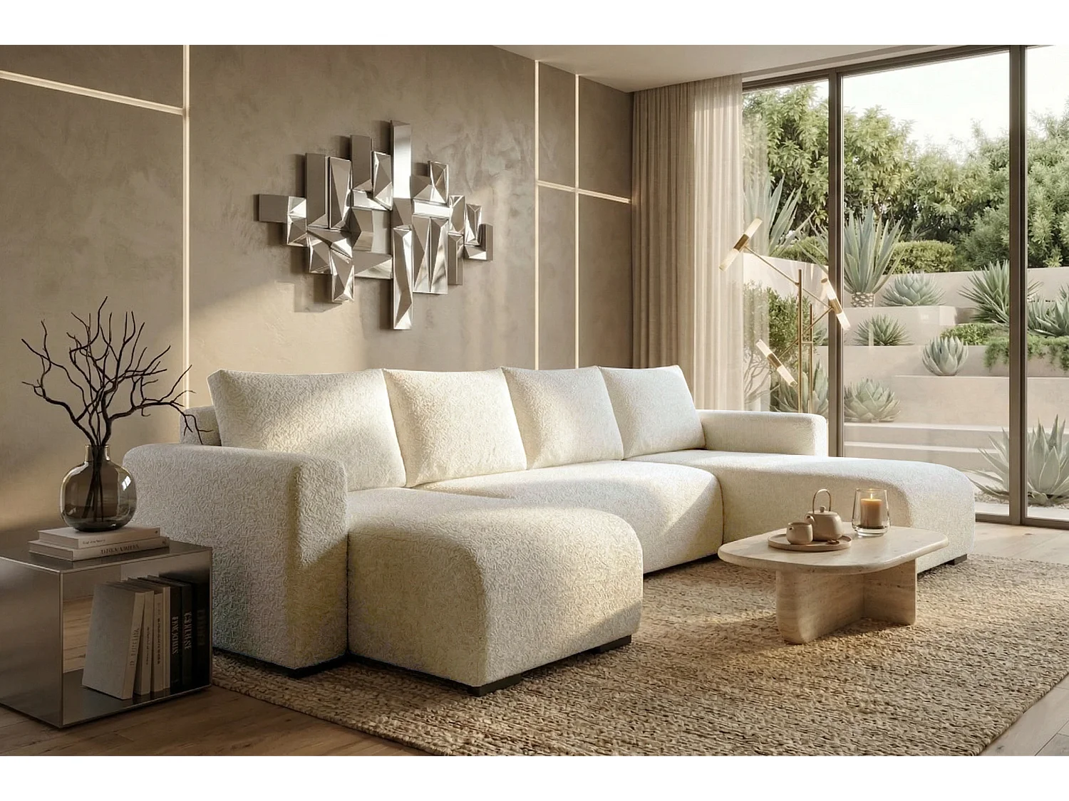 WOHNLANDSCHAFT DORA U mit Bettkasten und Schlaffunktion, U-Form, bequem