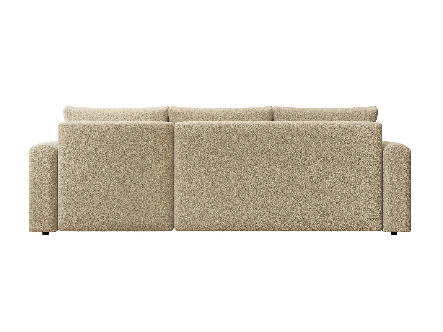 ECKSOFA DORA L, Eckcouch in L-Form mit Schlaffunktion und Bettkasten, Farbe: Creme, Bouclé-Stoff, Ottomane Rechts