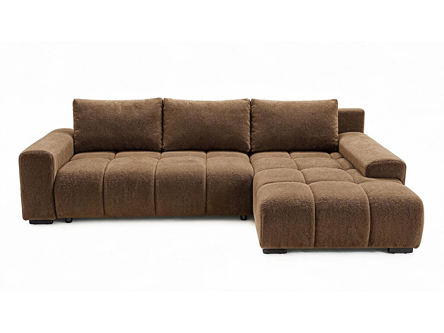 ECKSOFA Ovia mit Bettkasten und Schlaffunktion, Bouclé-Stoff in L-Form