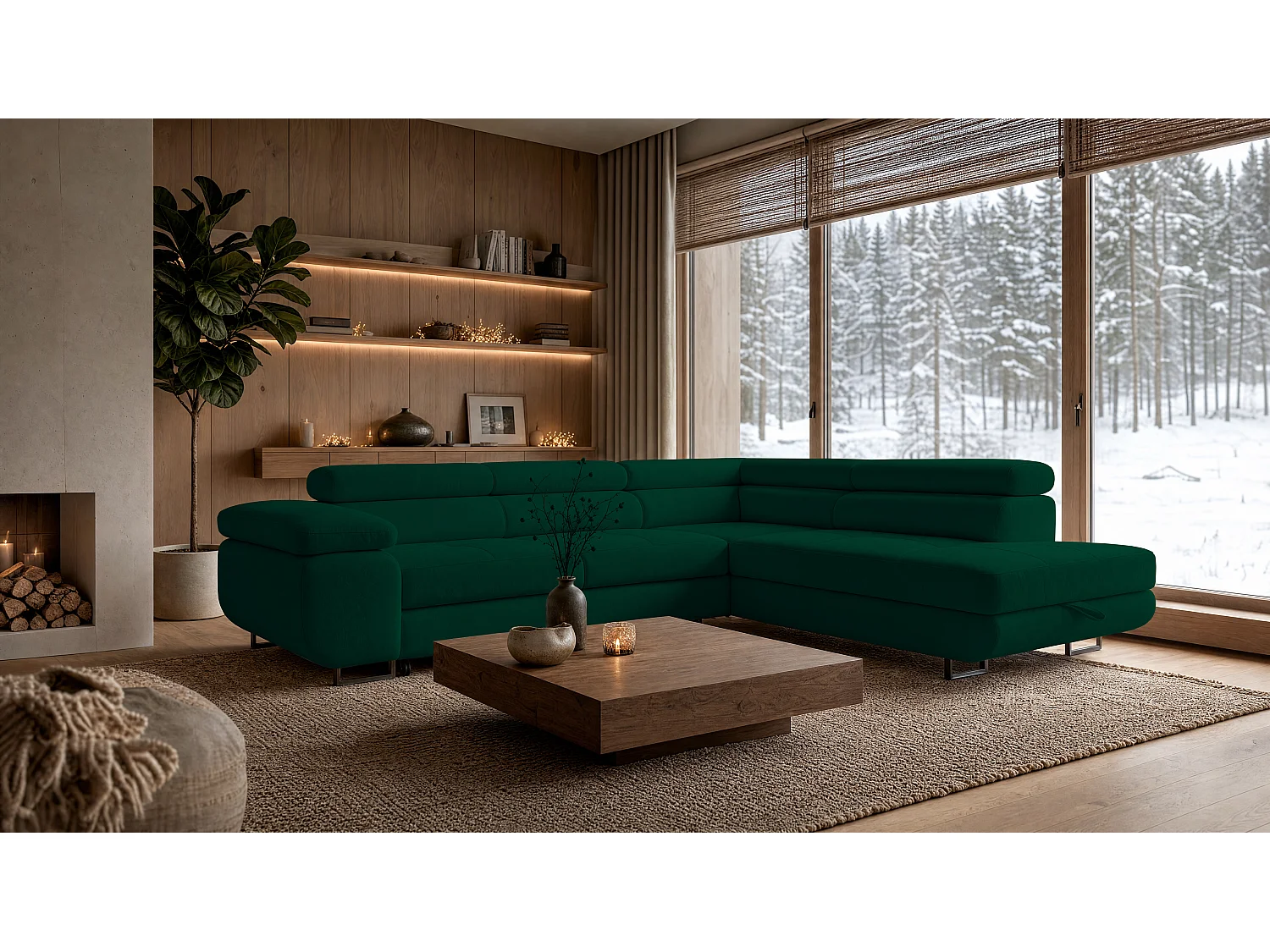 ECKSOFA Velmo mit Bettkasten und Schlaffunktion, verstellbaren Kopfstützen, in L-Form