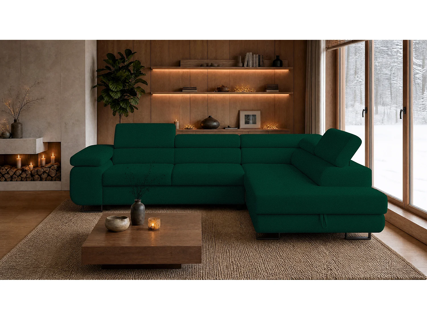 ECKSOFA Velmo mit Bettkasten und Schlaffunktion, verstellbaren Kopfstützen, in L-Form