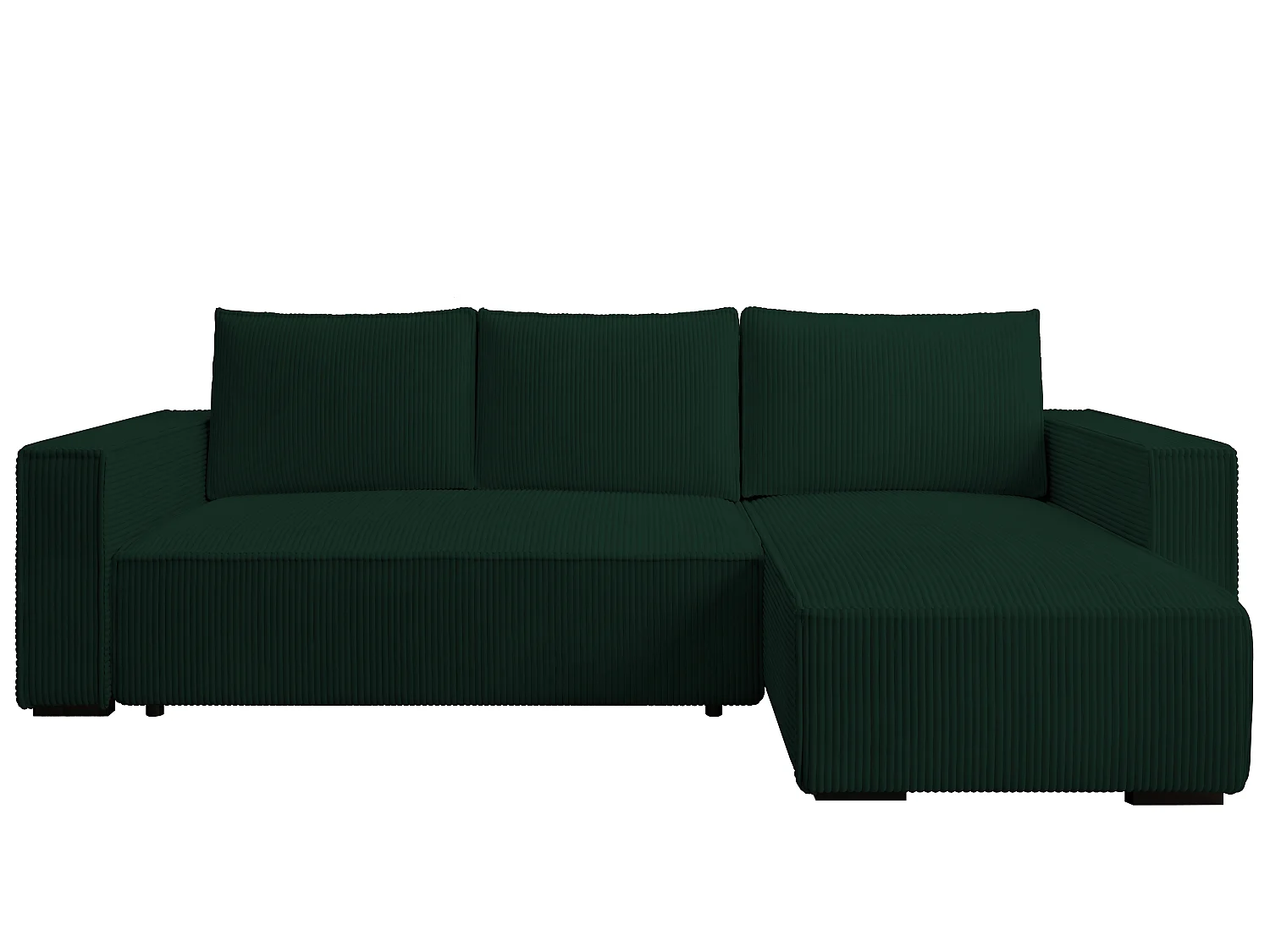 ECKSOFA CUDDY L, Eckcouch in L-Form mit Schlaffunktion und Bettkasten, Farbe: Grün, Cordstoff, Ottomane Rechts