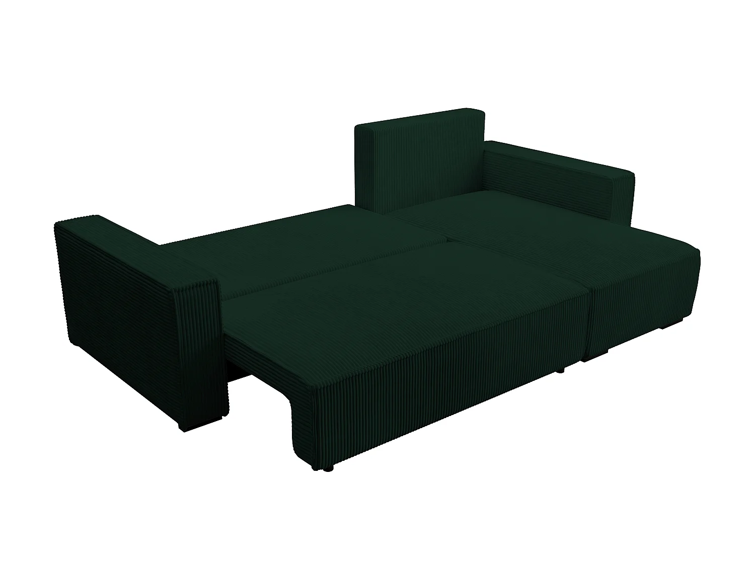 ECKSOFA CUDDY L, Eckcouch in L-Form mit Schlaffunktion und Bettkasten, Farbe: Grün, Cordstoff, Ottomane Rechts