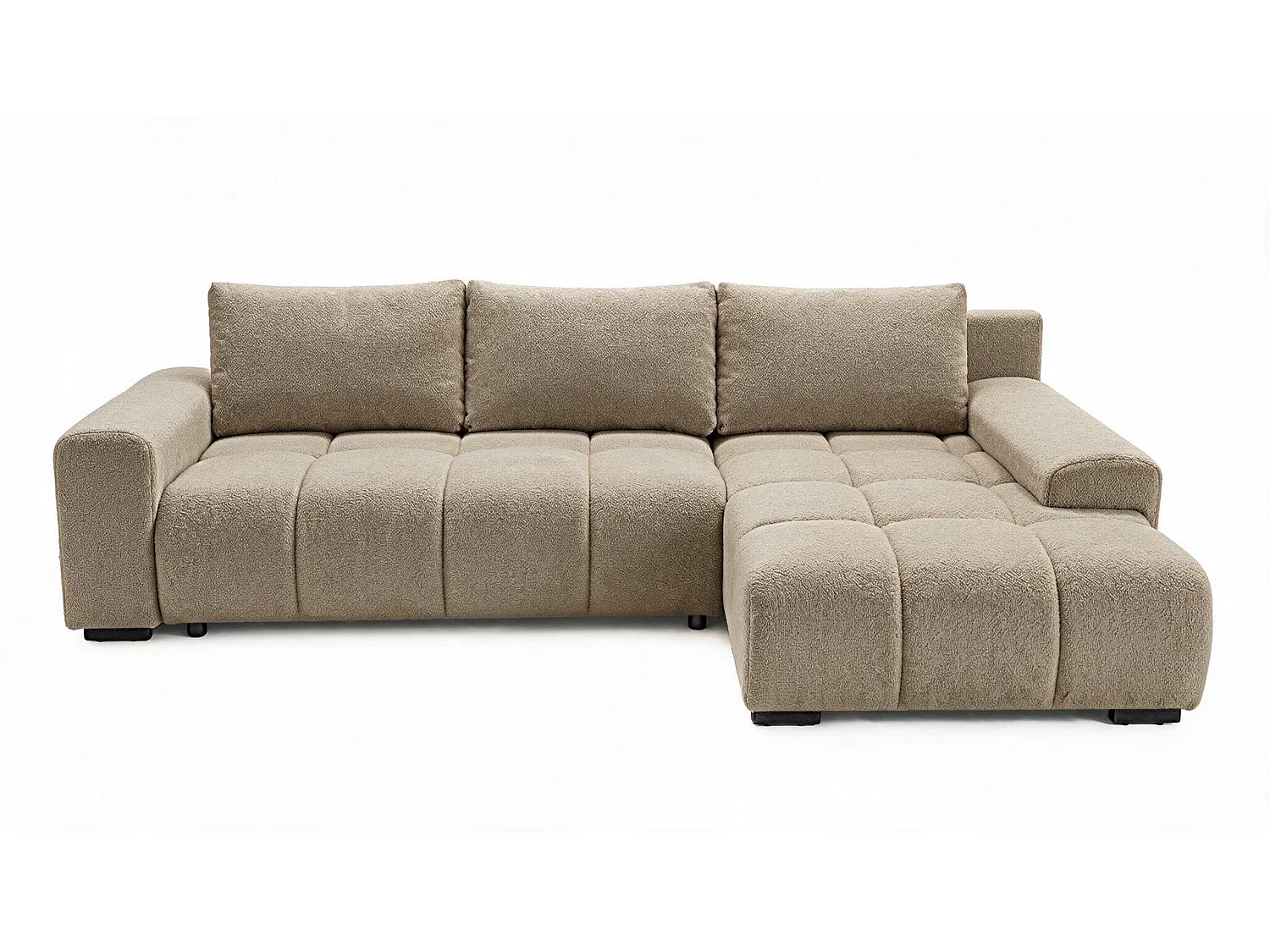 ECKSOFA Ovia mit Bettkasten und Schlaffunktion, Bouclé-Stoff in L-Form