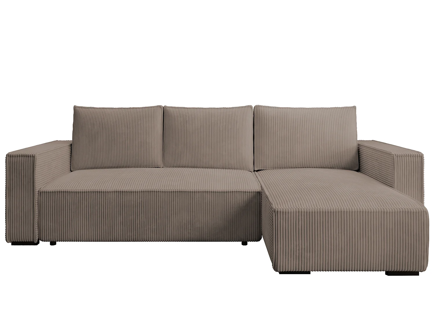 ECKSOFA CUDDY L, Eckcouch in L-Form mit Schlaffunktion und Bettkasten, Farbe: Braun, Cordstoff, Ottomane Rechts