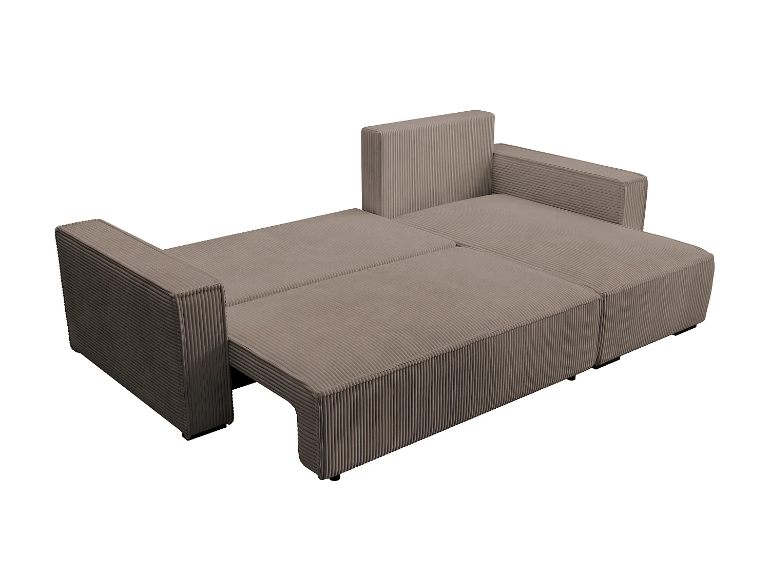 ECKSOFA CUDDY L, Eckcouch in L-Form mit Schlaffunktion und Bettkasten, Farbe: Braun, Cordstoff, Ottomane Rechts