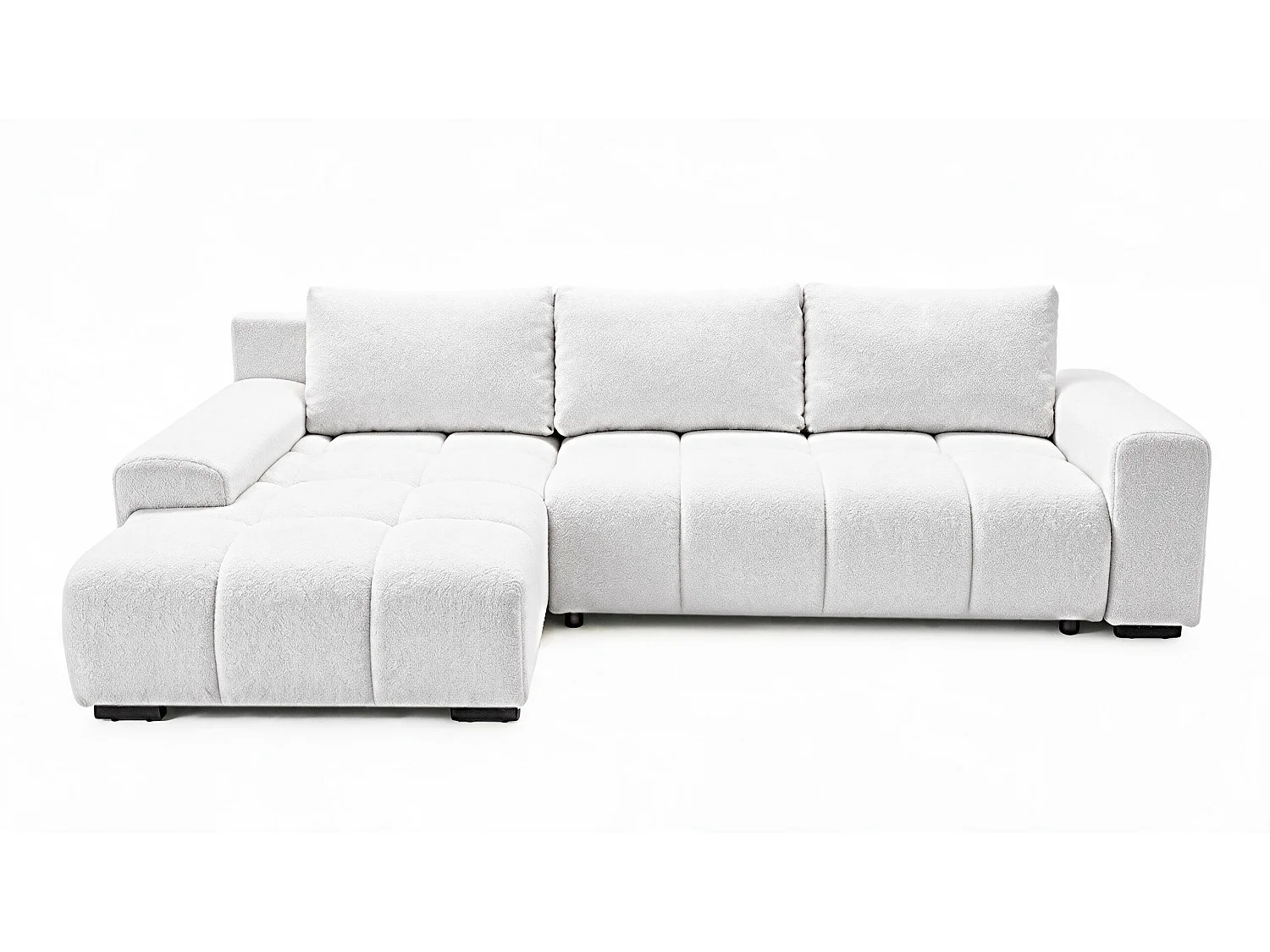 ECKSOFA Ovia mit Bettkasten und Schlaffunktion, Bouclé-Stoff in L-Form