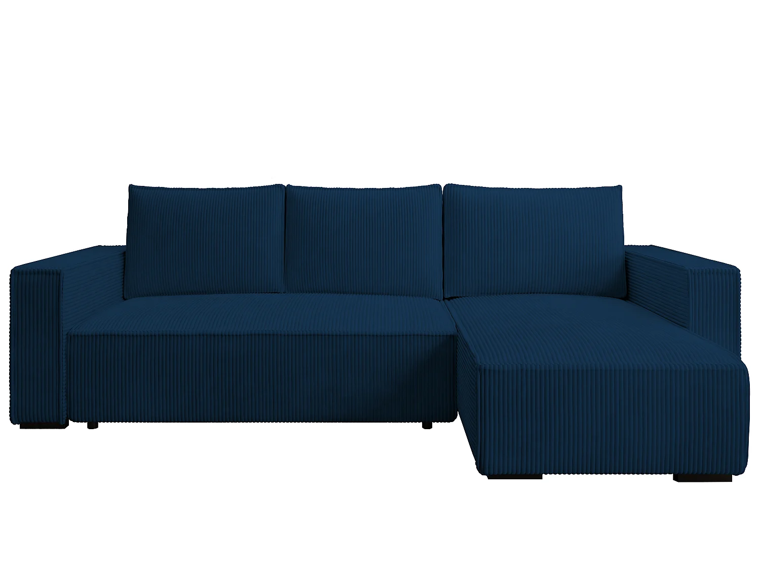 ECKSOFA CUDDY L, Eckcouch in L-Form mit Schlaffunktion und Bettkasten, Farbe: Blau, Cordstoff, Ottomane Rechts