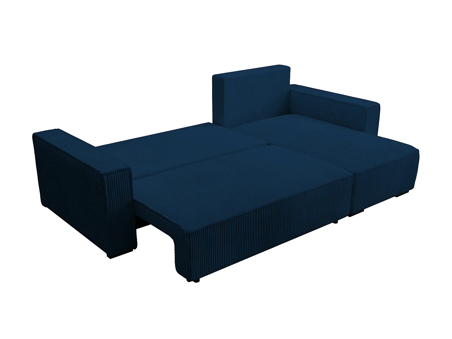 ECKSOFA CUDDY L, Eckcouch in L-Form mit Schlaffunktion und Bettkasten, Farbe: Blau, Cordstoff, Ottomane Rechts