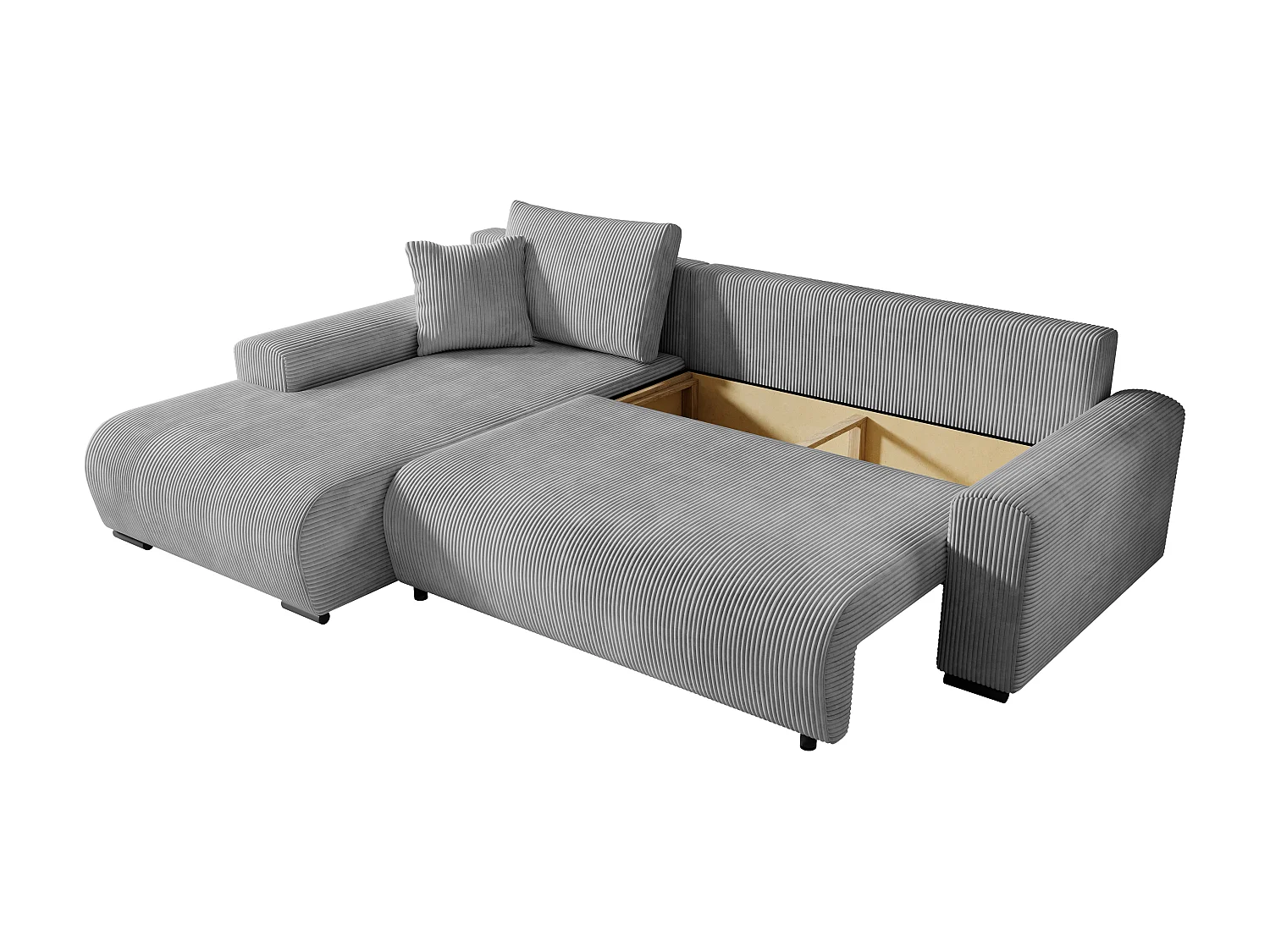 ECKSOFA Nelly mit Bettkasten und Schlaffunktion, Cordstoff in L-Form