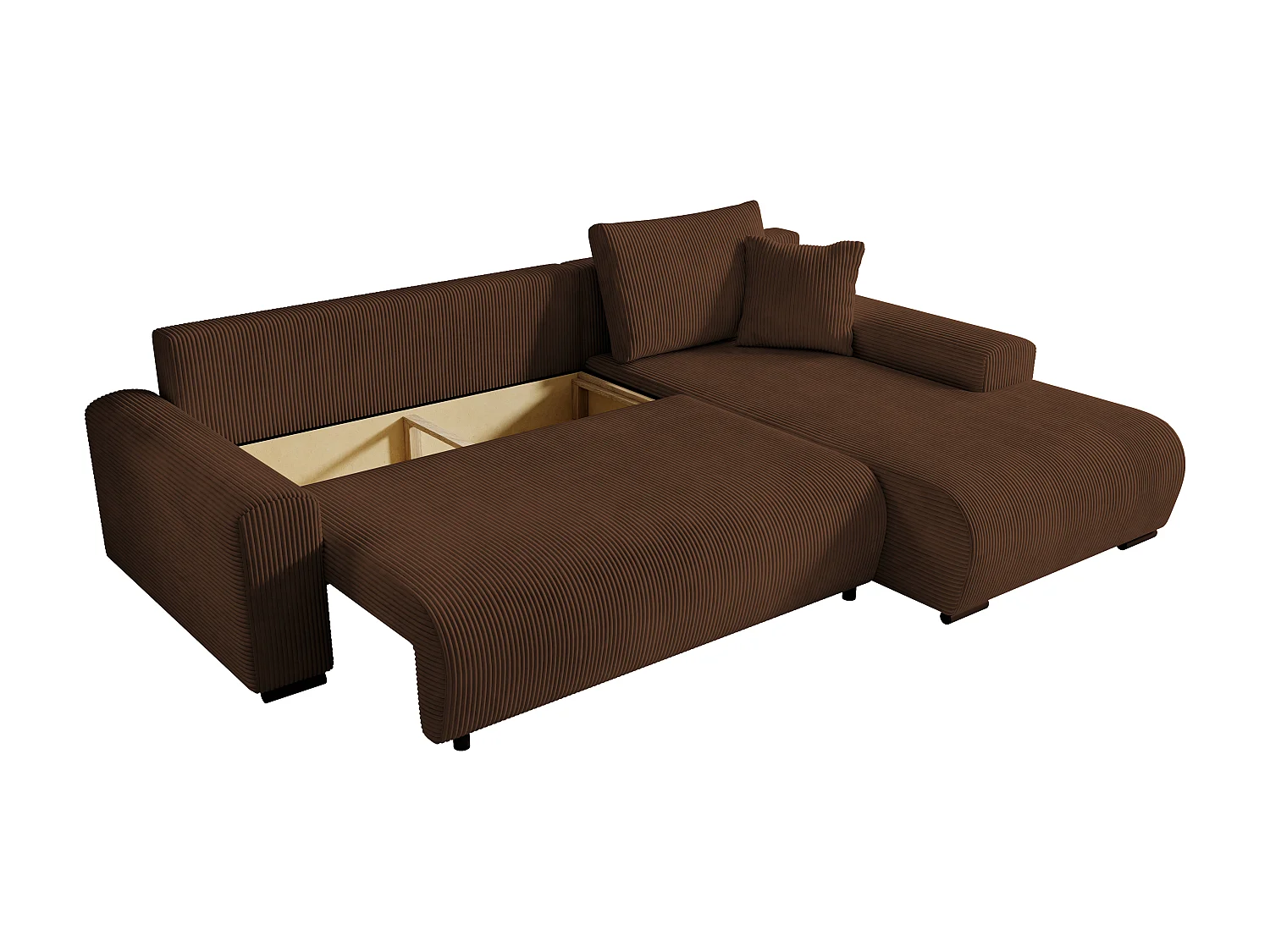 ECKSOFA Nelly mit Bettkasten und Schlaffunktion, Cordstoff in L-Form