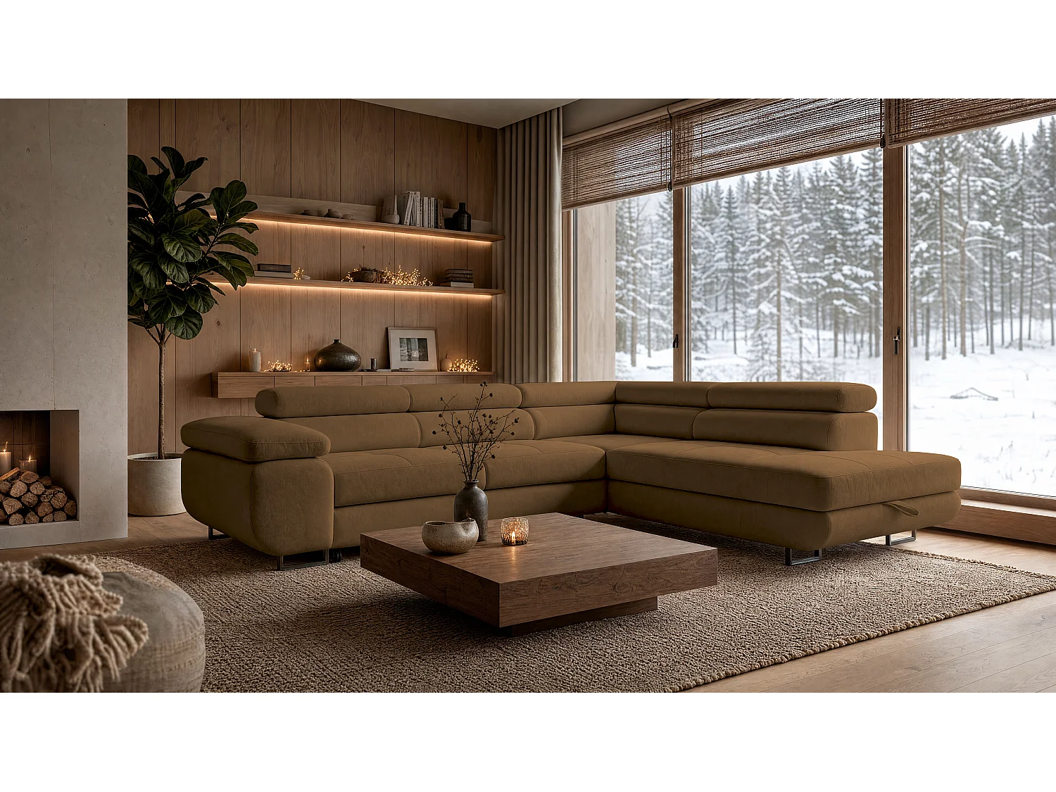 ECKSOFA Velmo mit Bettkasten und Schlaffunktion, verstellbaren Kopfstützen, in L-Form