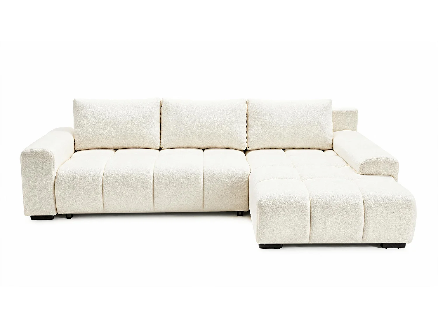 ECKSOFA Ovia mit Bettkasten und Schlaffunktion, Bouclé-Stoff in L-Form
