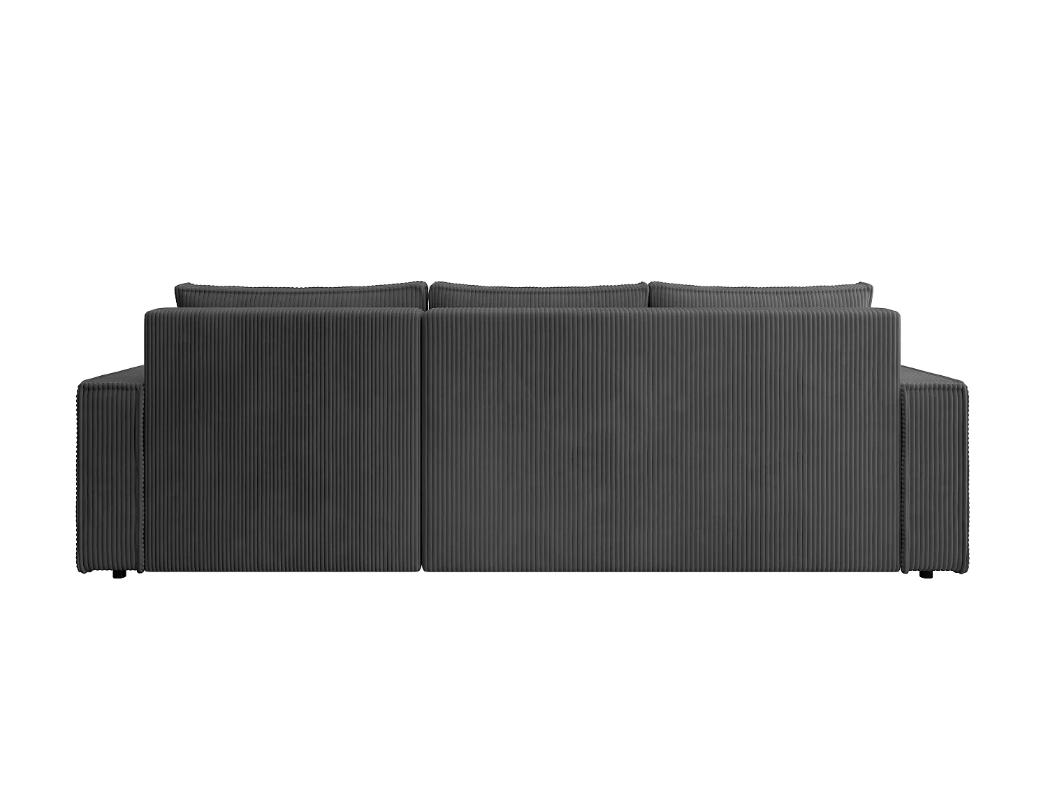 ECKSOFA CUDDY L, Eckcouch in L-Form mit Schlaffunktion und Bettkasten, Farbe: Dunkelgrau, Cordstoff, Ottomane Rechts