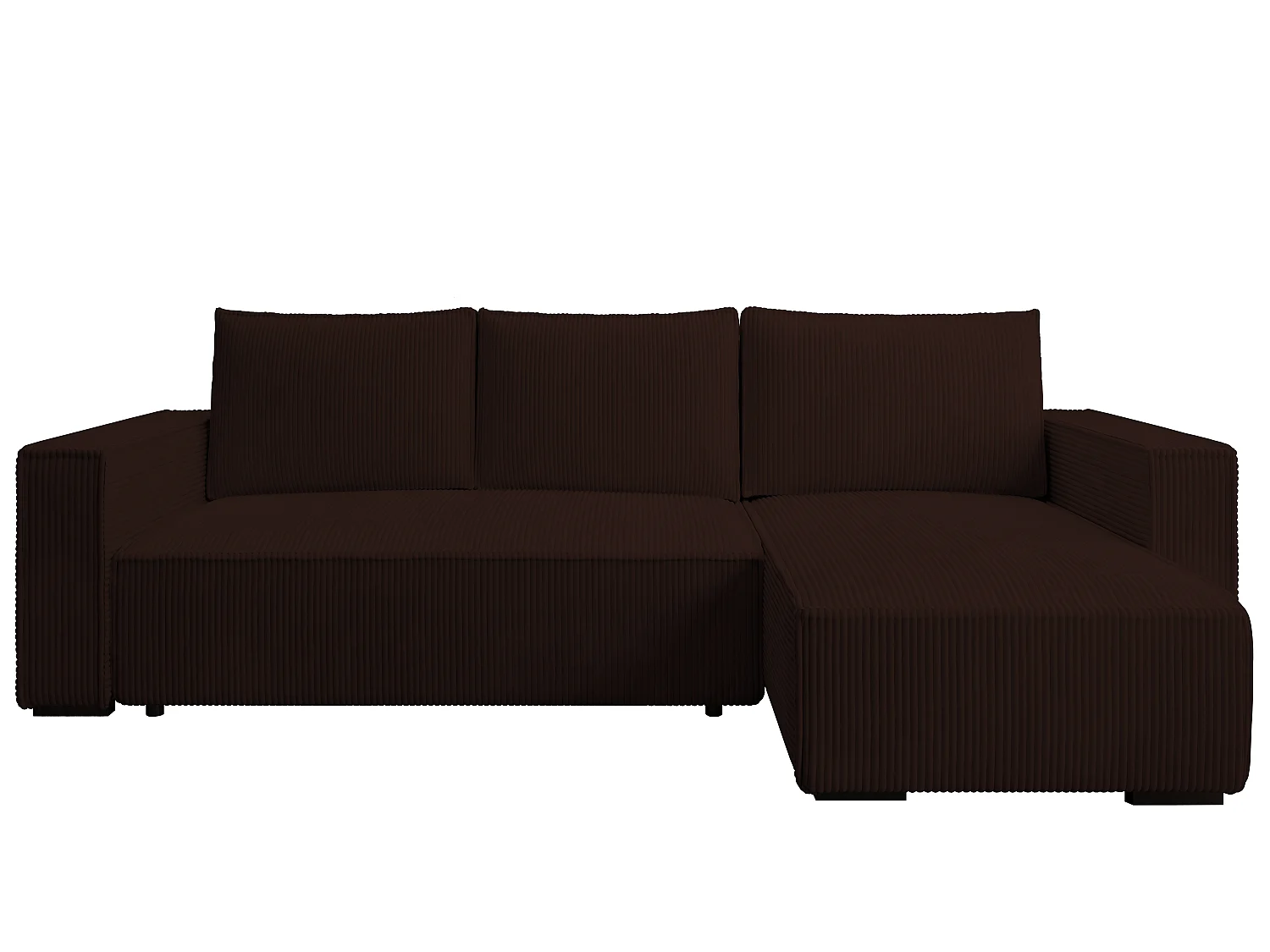 ECKSOFA CUDDY L, Eckcouch in L-Form mit Schlaffunktion und Bettkasten, Farbe: Dunkelbraun, Cordstoff, Ottomane Rechts
