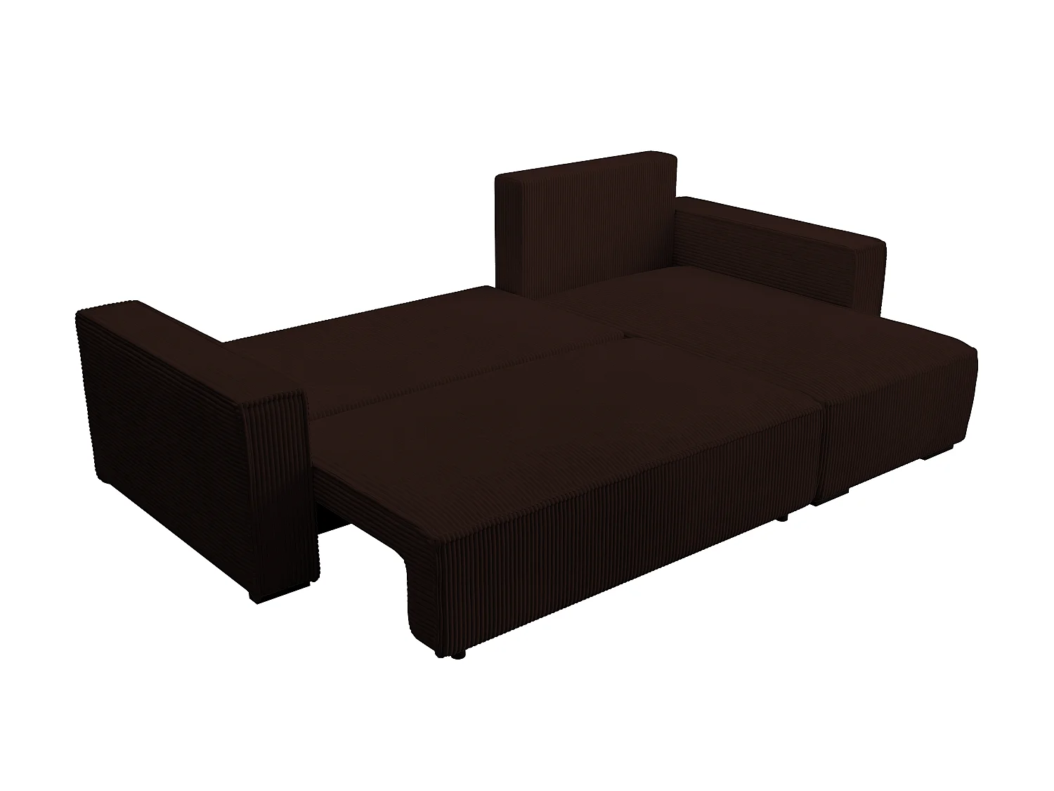 ECKSOFA CUDDY L, Eckcouch in L-Form mit Schlaffunktion und Bettkasten, Farbe: Dunkelbraun, Cordstoff, Ottomane Rechts
