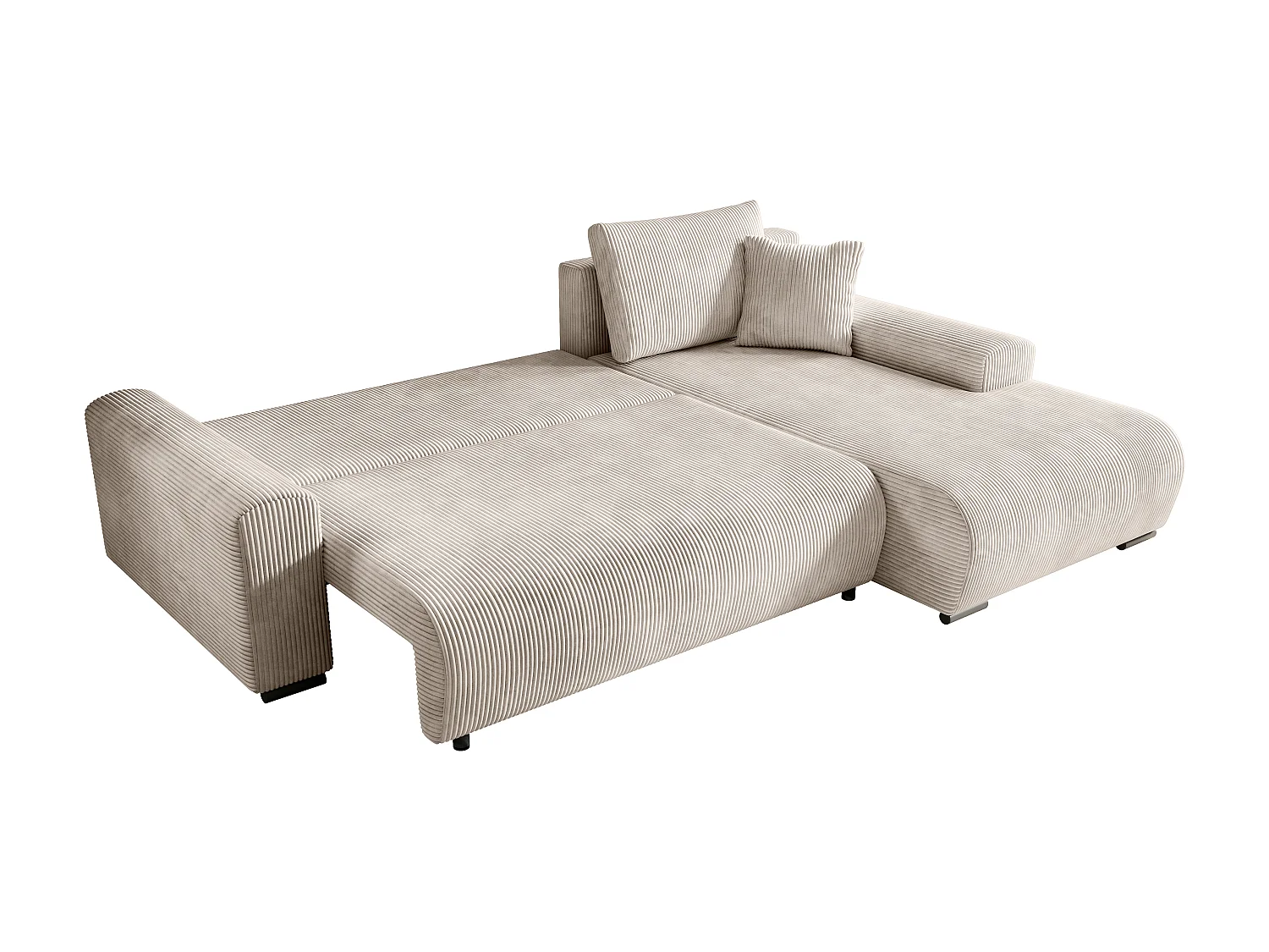 ECKSOFA Nelly mit Bettkasten und Schlaffunktion, Cordstoff in L-Form
