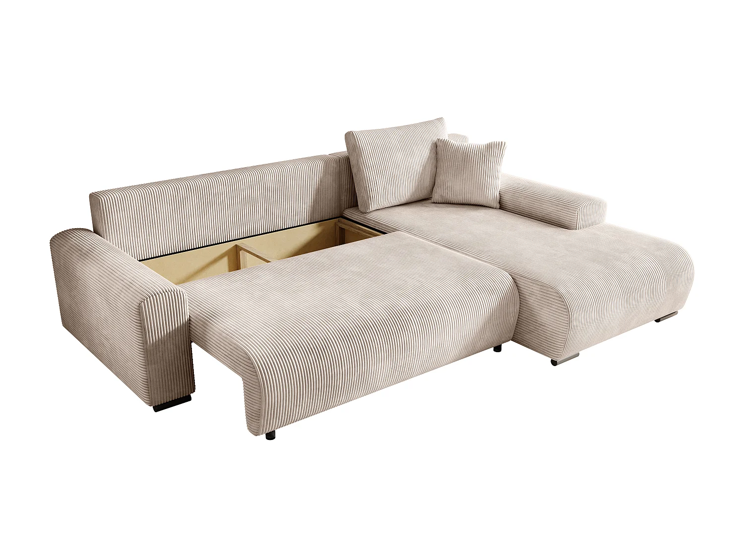 ECKSOFA Nelly mit Bettkasten und Schlaffunktion, Cordstoff in L-Form