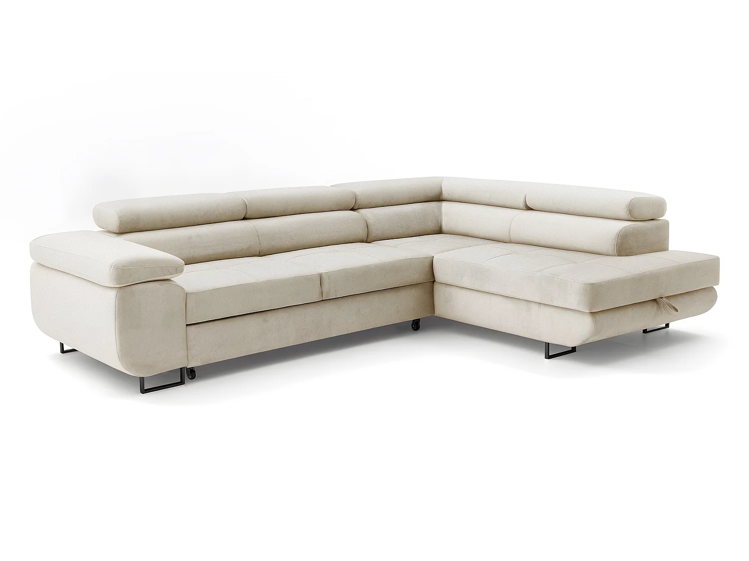 ECKSOFA Velmo mit Bettkasten und Schlaffunktion, verstellbaren Kopfstützen, in L-Form