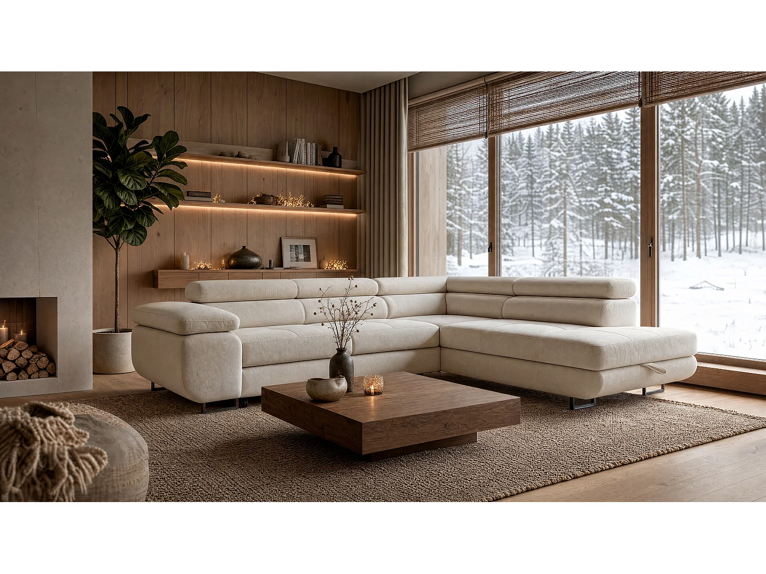 ECKSOFA Velmo mit Bettkasten und Schlaffunktion, verstellbaren Kopfstützen, in L-Form