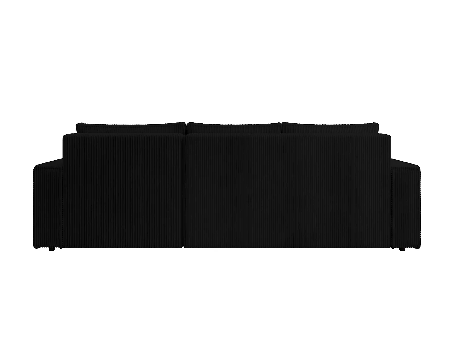 ECKSOFA CUDDY L, Eckcouch in L-Form mit Schlaffunktion und Bettkasten, Farbe: Schwarz, Cordstoff, Ottomane Rechts