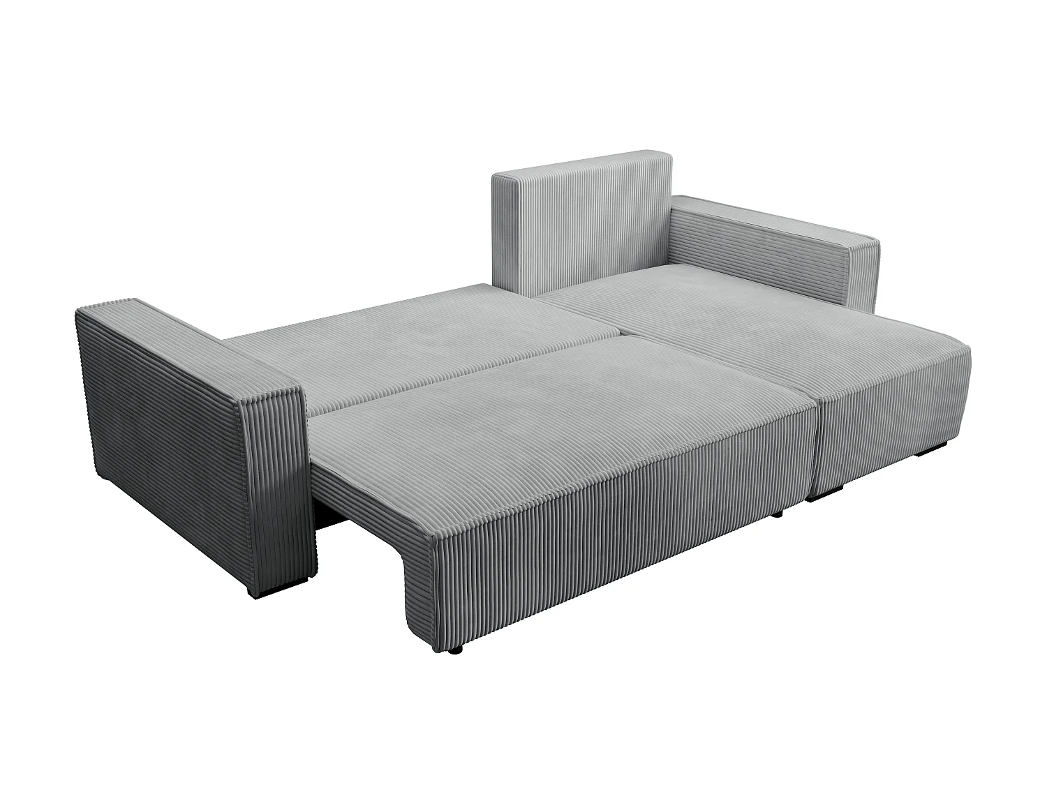 ECKSOFA CUDDY L, Eckcouch in L-Form mit Schlaffunktion und Bettkasten, Farbe: Grau, Cordstoff, Ottomane Rechts