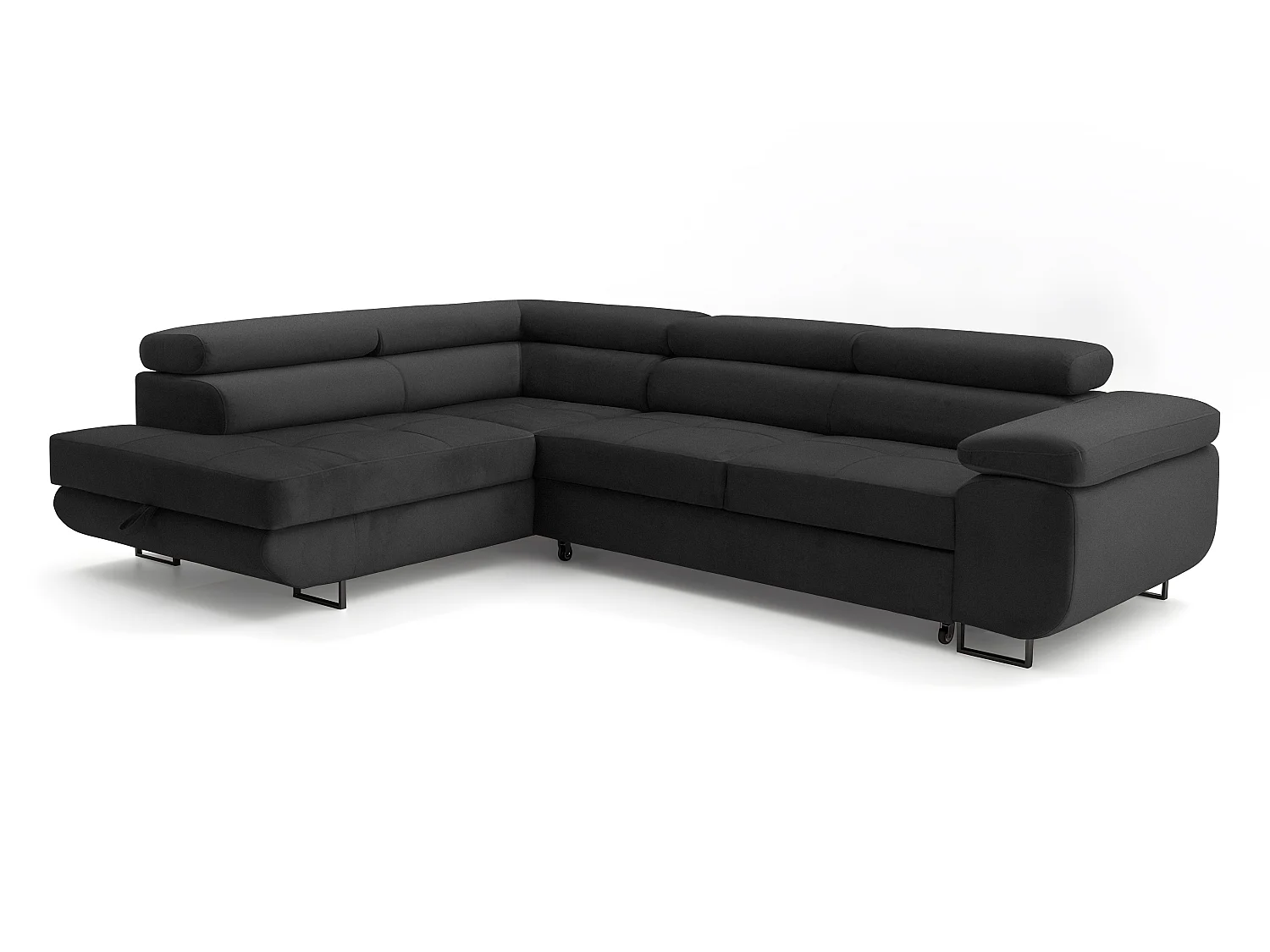 ECKSOFA Velmo mit Bettkasten und Schlaffunktion, verstellbaren Kopfstützen, in L-Form