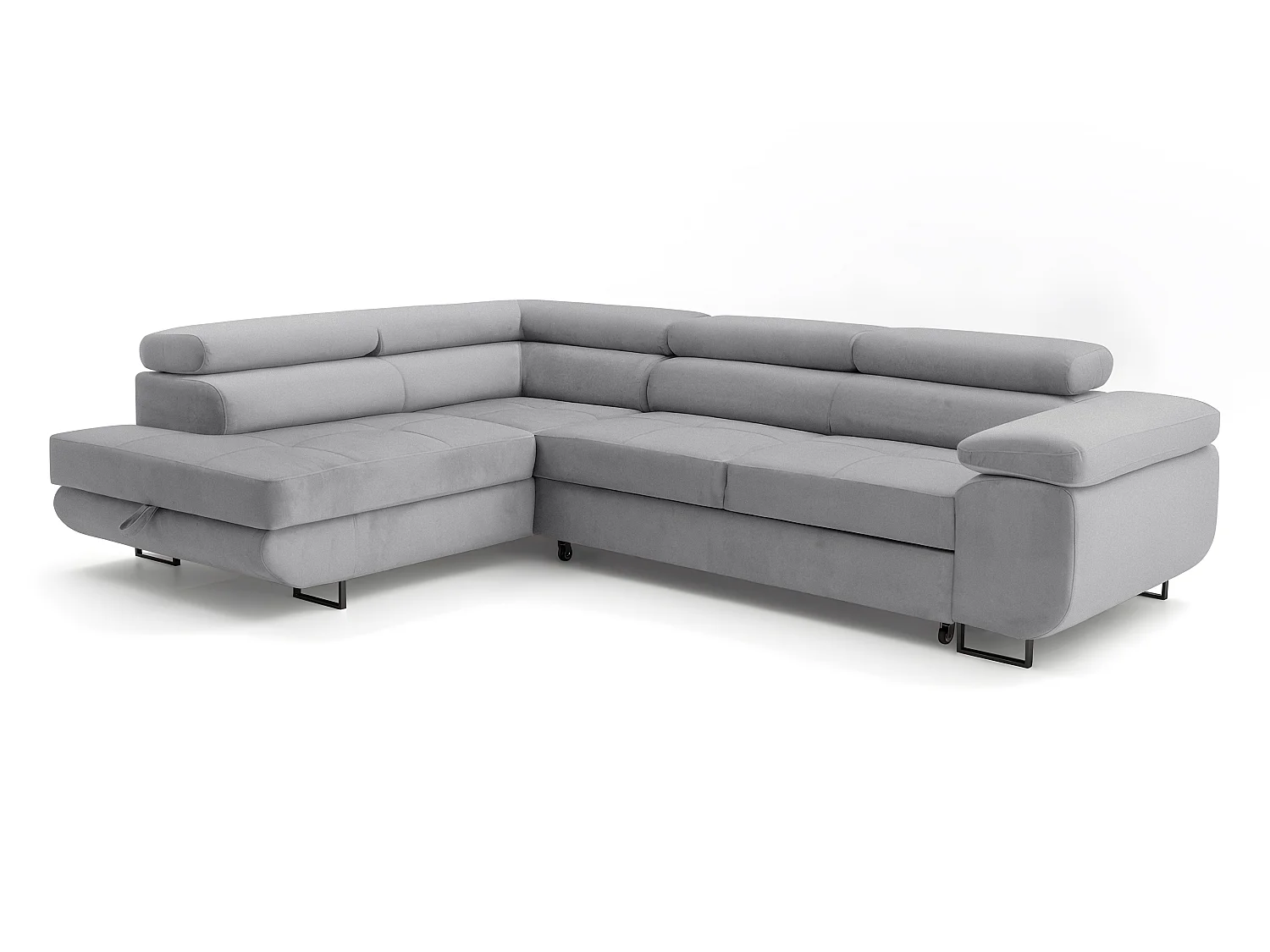 ECKSOFA Velmo mit Bettkasten und Schlaffunktion, verstellbaren Kopfstützen, in L-Form