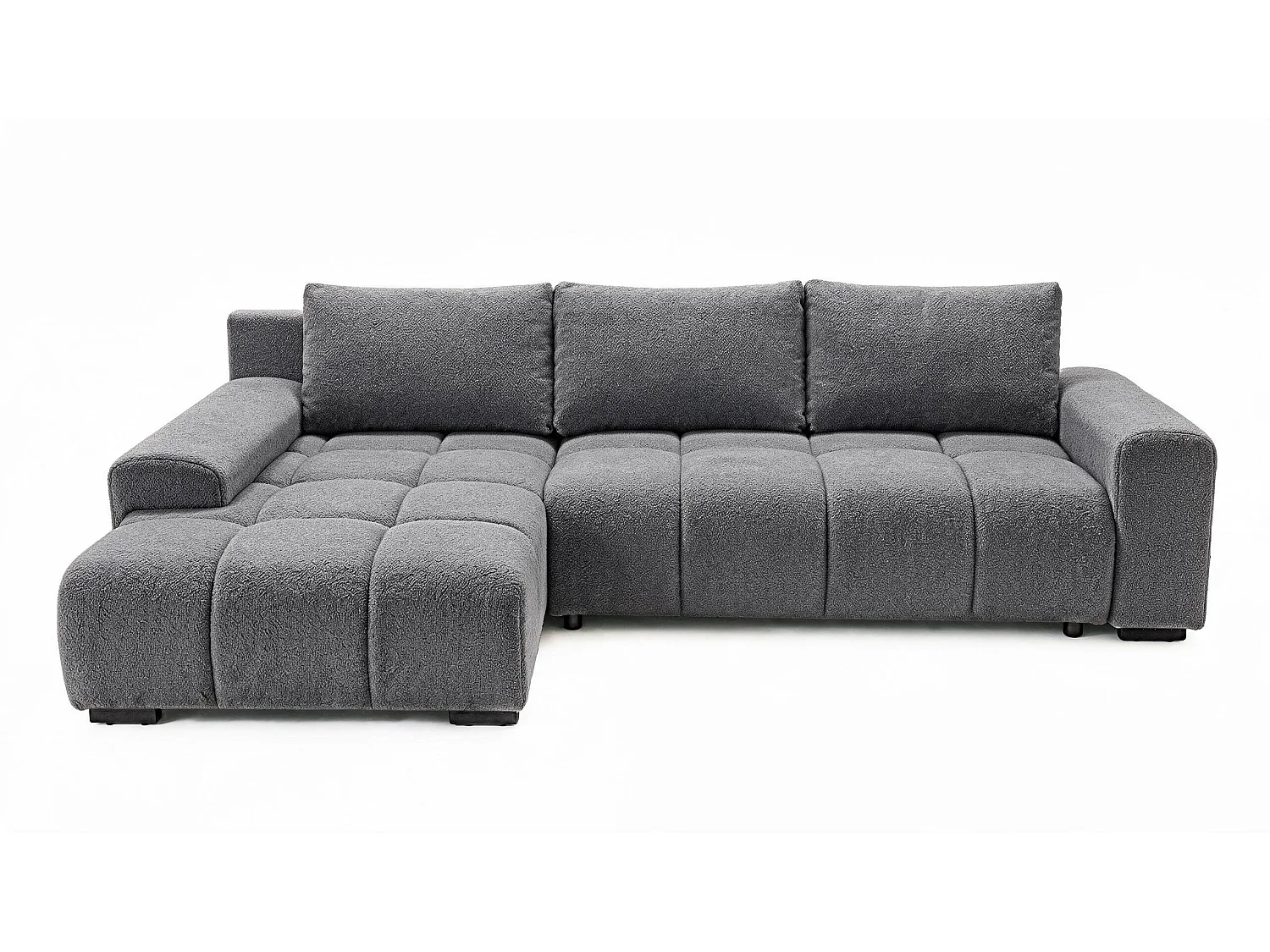 ECKSOFA Ovia mit Bettkasten und Schlaffunktion, Bouclé-Stoff in L-Form