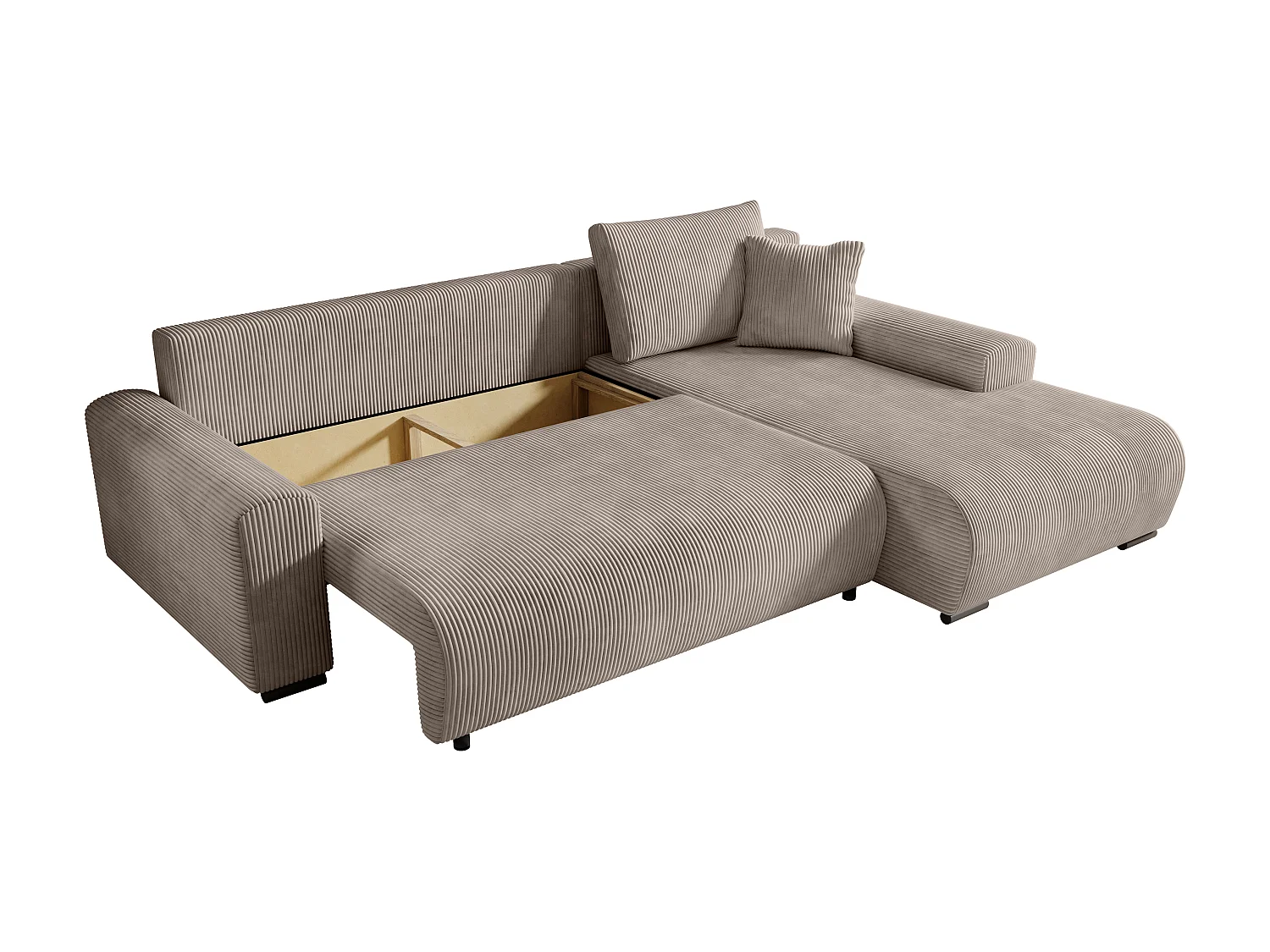 ECKSOFA Nelly mit Bettkasten und Schlaffunktion, Cordstoff in L-Form