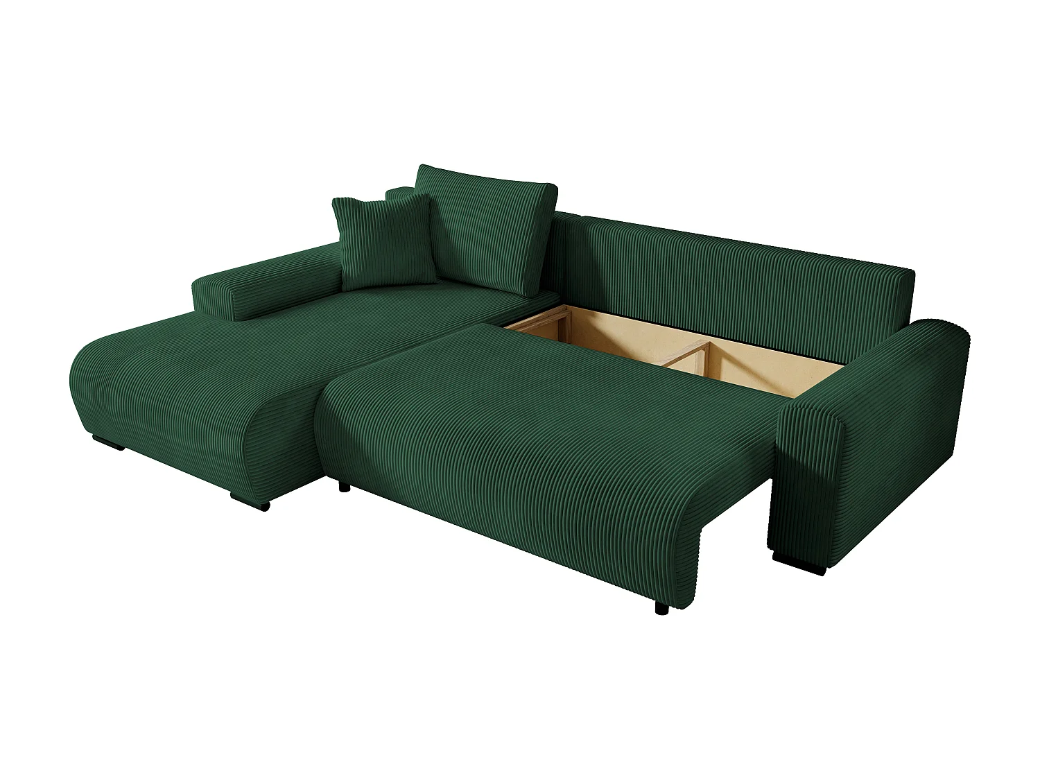 ECKSOFA Nelly mit Bettkasten und Schlaffunktion, Cordstoff in L-Form