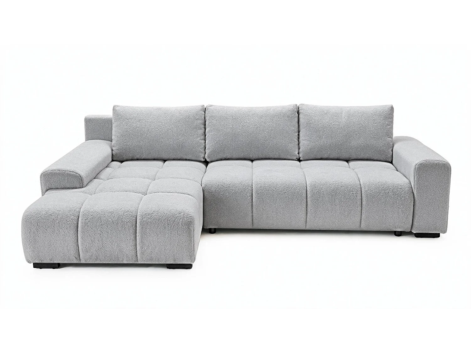 ECKSOFA Ovia mit Bettkasten und Schlaffunktion, Bouclé-Stoff in L-Form