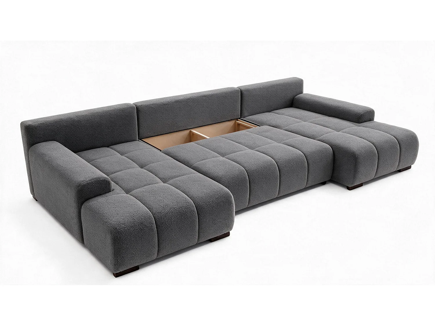 WOHNLANDSCHAFT OVIA U mit Bettkasten und Schlaffunktion, Bouclé-Stoff in U-Form