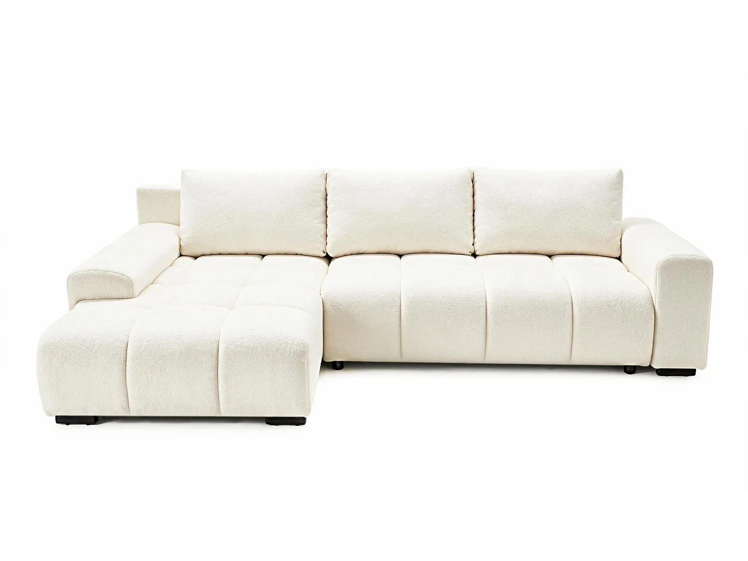 ECKSOFA Ovia mit Bettkasten und Schlaffunktion, Bouclé-Stoff in L-Form