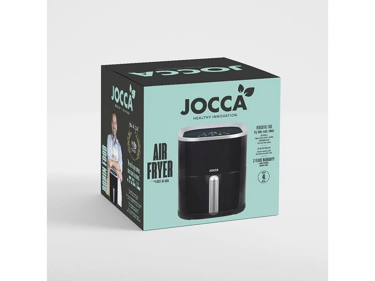 JOCCA 2219p Digitale Heißluftfritteuse 4L - 1400W, 9 Programme, LED-Touchscreen - Schwarz