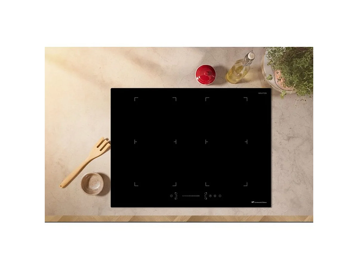 Continental Edison CETI724Z2FLEX 70cm Inductiekookplaat, 4 Zones (2 Flex), 7200W, Zwart Vitrokeramiek