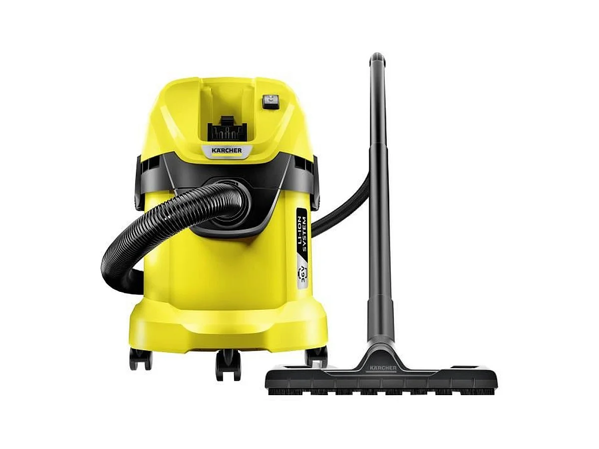 Aspiradora inalámbrica KARCHER WD 3 para líquidos y sólidos - 17L, 300W (Batería no incluida)