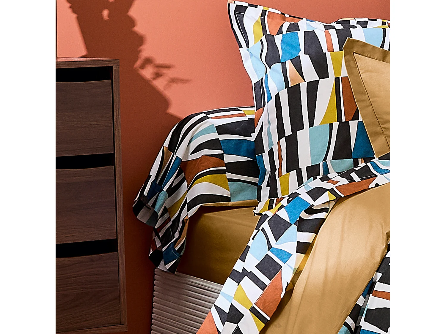 Taie de traversin 200x43 cm pur coton PIETRO multicolore