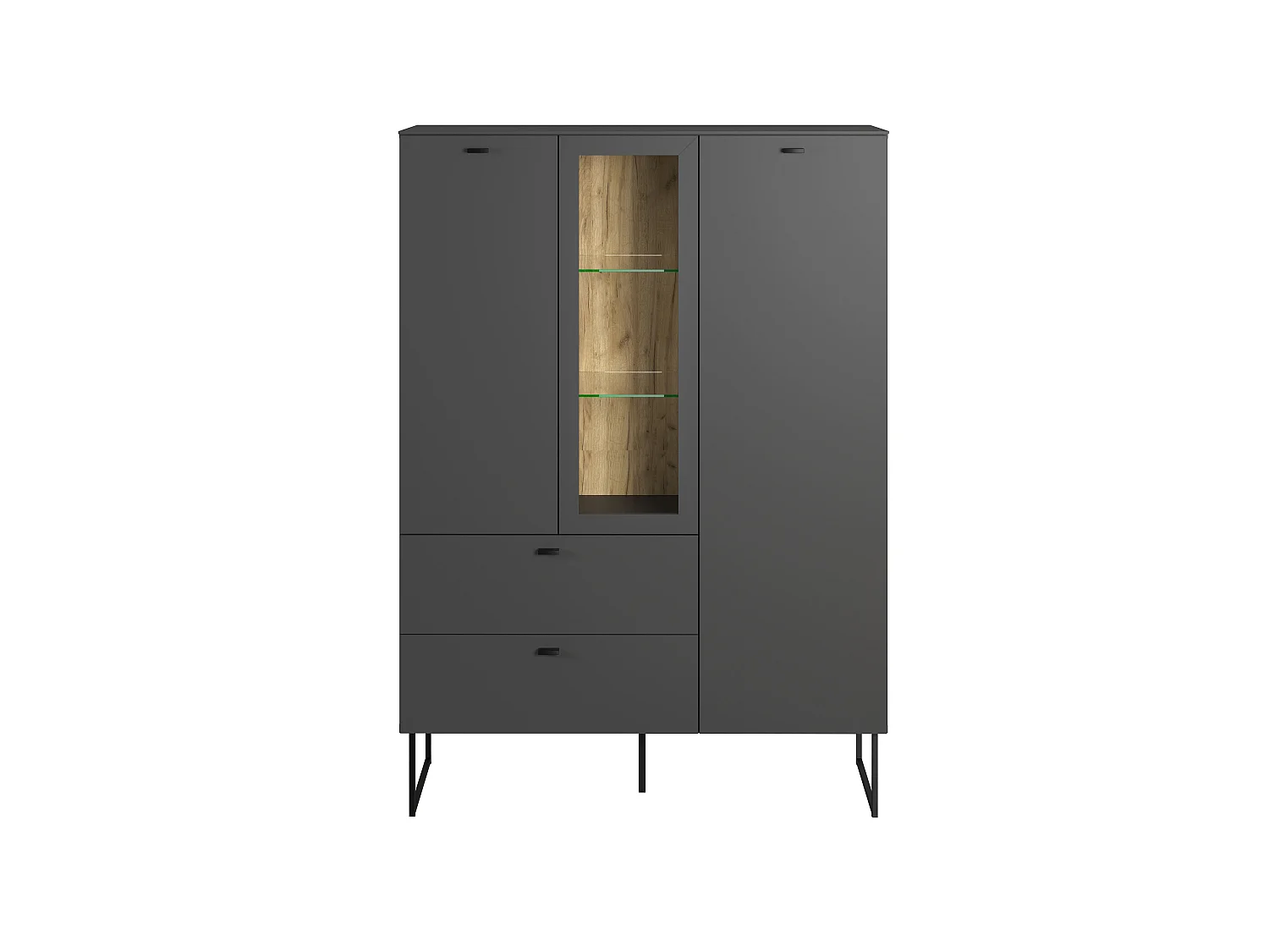 Buffet haut 2 portes, 2 tiroirs et 1 niche ouverte L100 cm - VELA