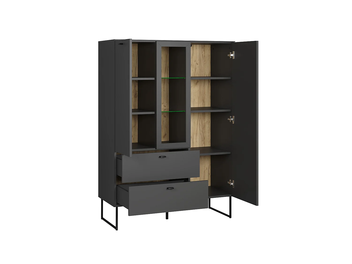 Buffet haut 2 portes, 2 tiroirs et 1 niche ouverte L100 cm - VELA
