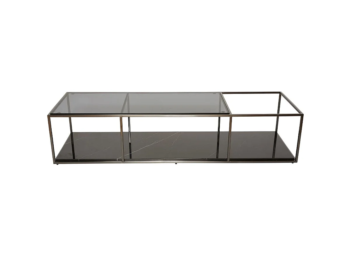 Moderne Glazen Salontafel met Dubbel Oppervlak - BALTHAZAR 140 cm x 40 cm