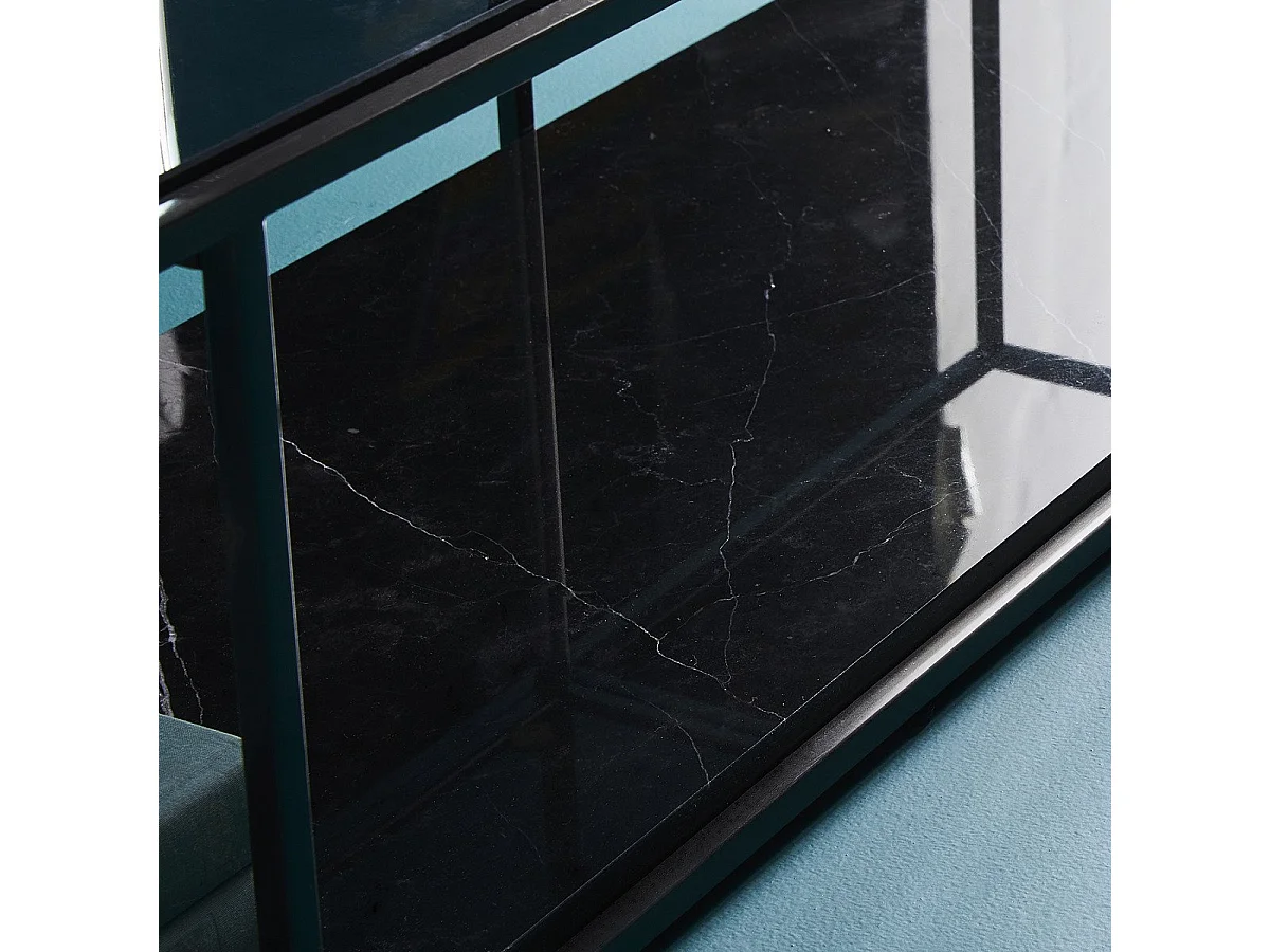 Moderne Glazen Salontafel met Dubbel Oppervlak - BALTHAZAR 140 cm x 40 cm