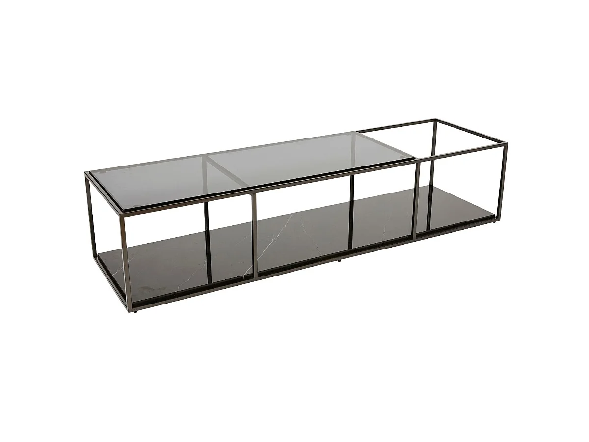 Moderne Glazen Salontafel met Dubbel Oppervlak - BALTHAZAR 140 cm x 40 cm