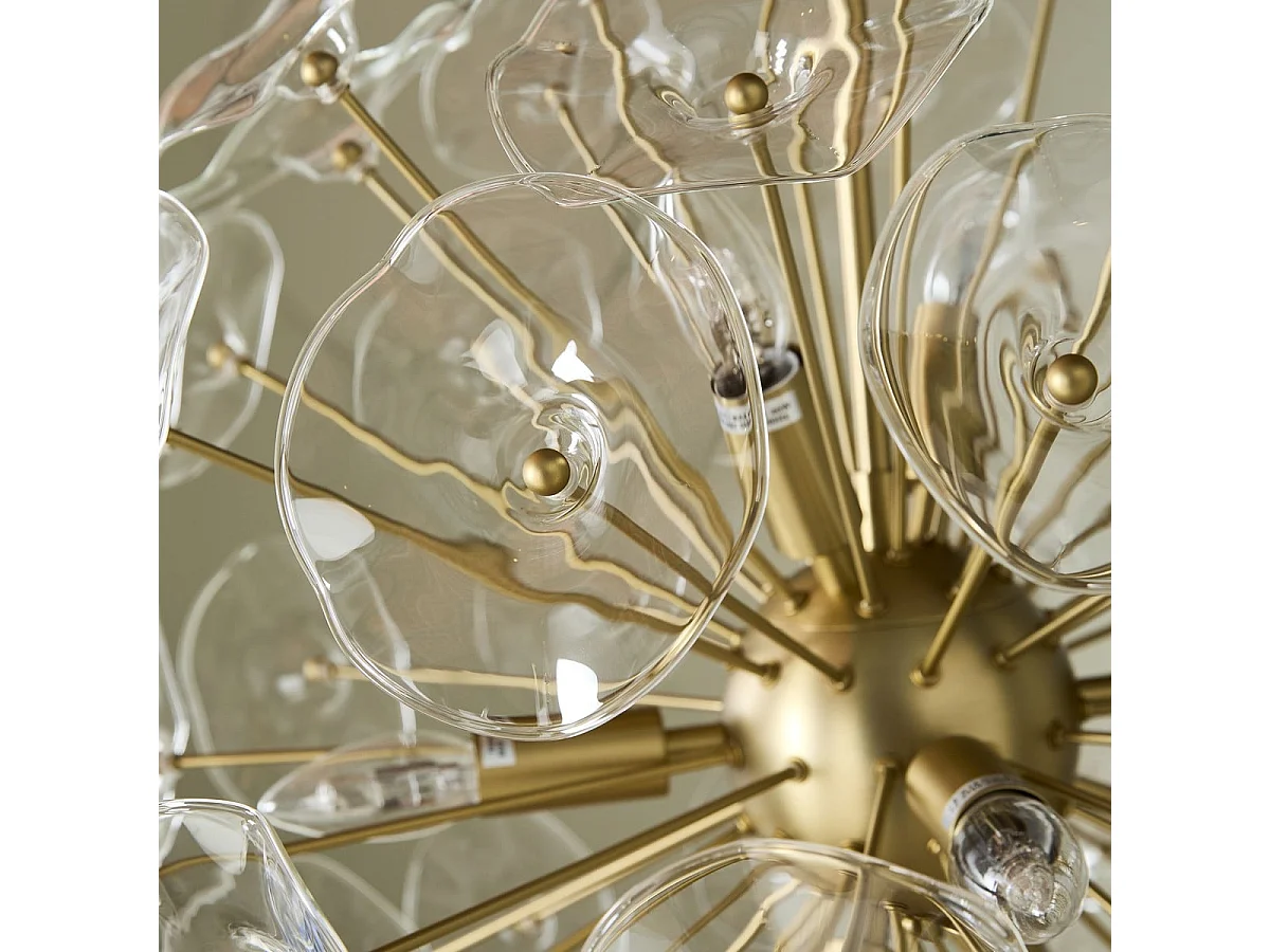 DAHLIA lysekrone i glas og messing