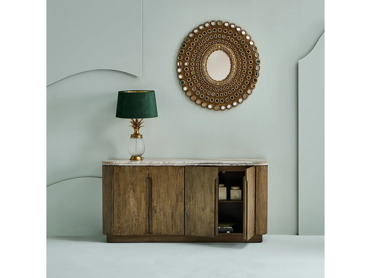 Sideboard aus Massivholz und Marmor BUREN