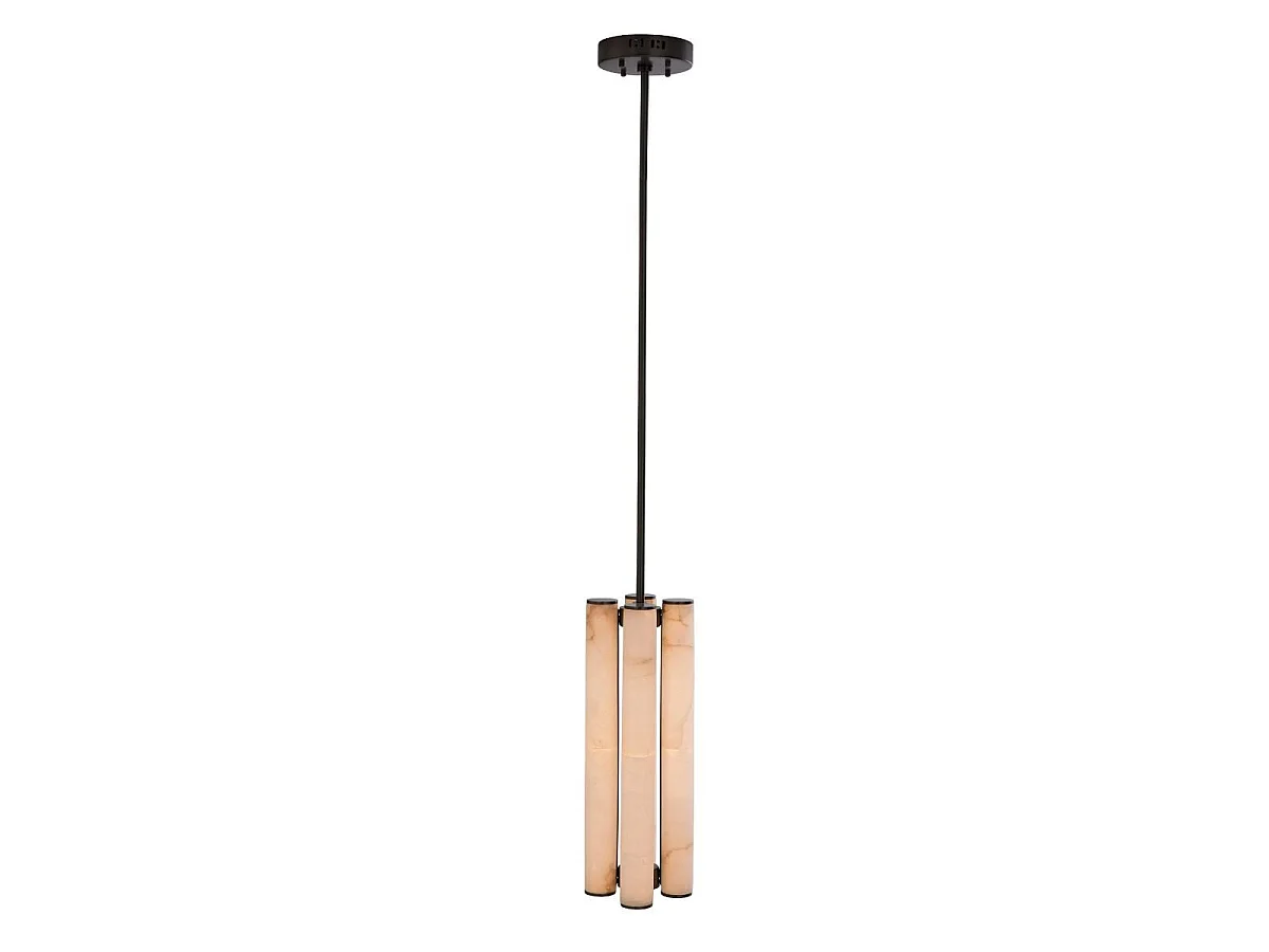 Lodret lysekrone i alabaster og metal, 55 cm høj - MONTAIGNE