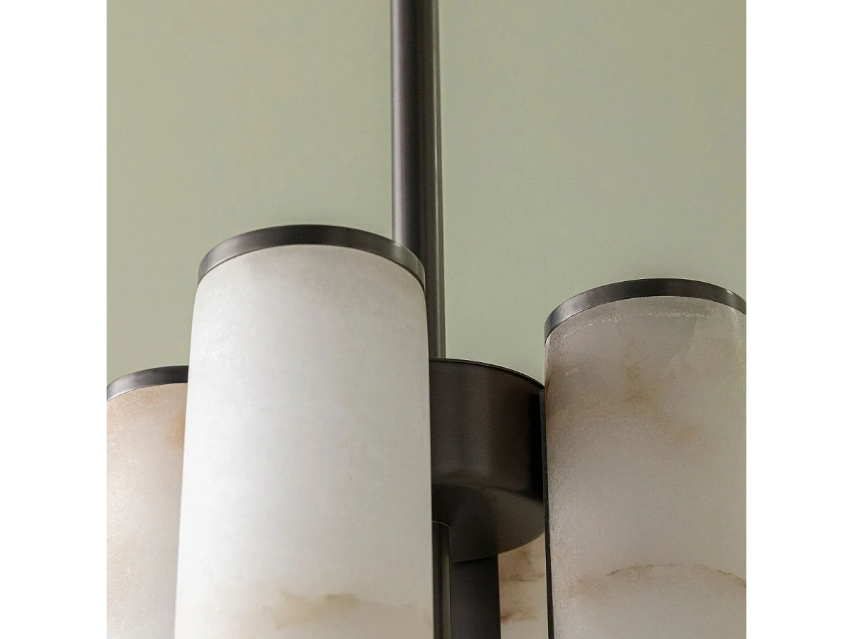 Lodret lysekrone i alabaster og metal, 55 cm høj - MONTAIGNE