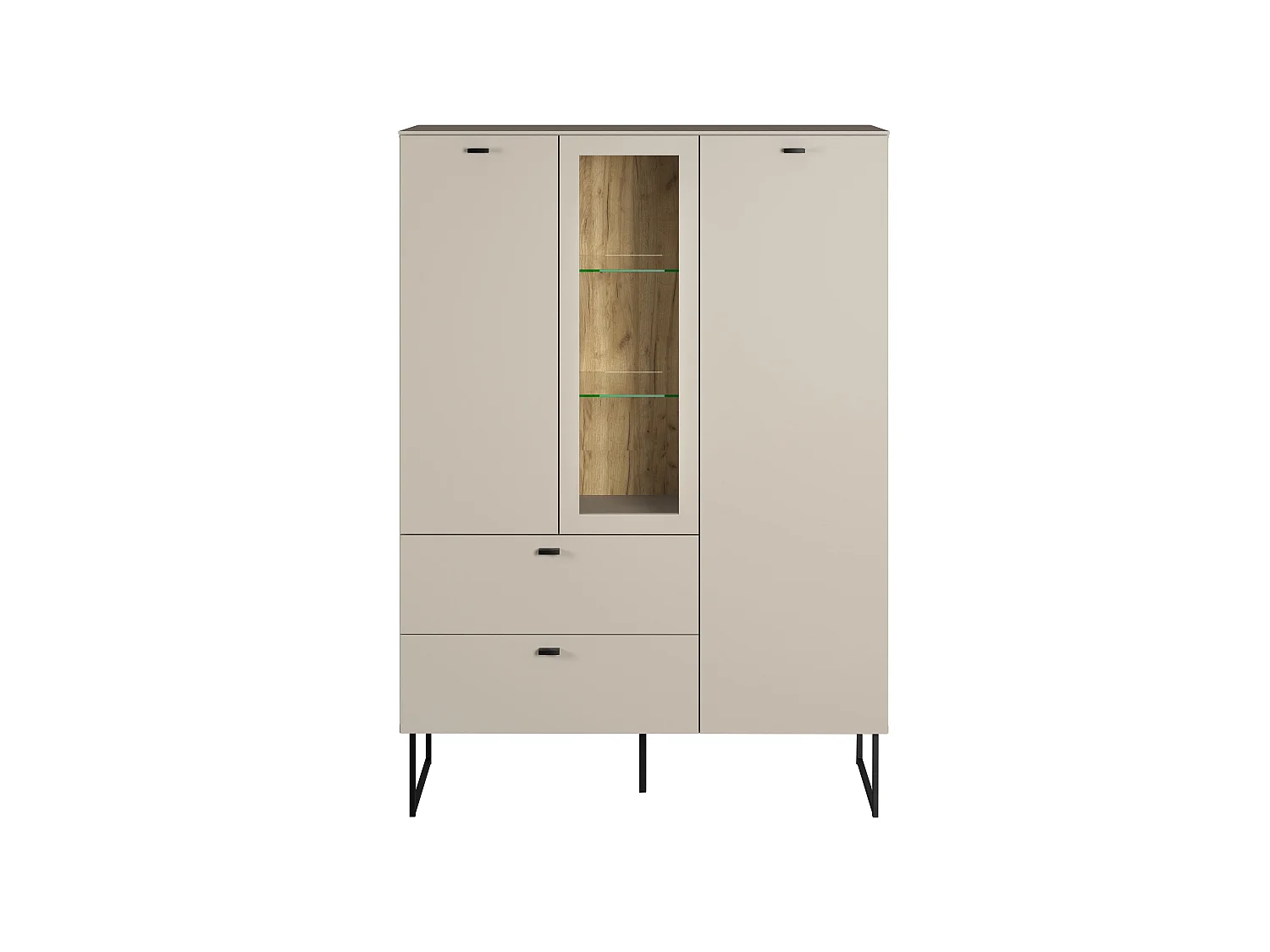 Highboard mit 2 Türen, 2 Schubladen und 1 offenem Fach B100 cm - VELA