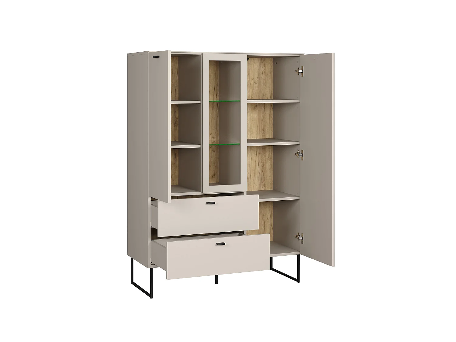 Highboard mit 2 Türen, 2 Schubladen und 1 offenem Fach B100 cm - VELA