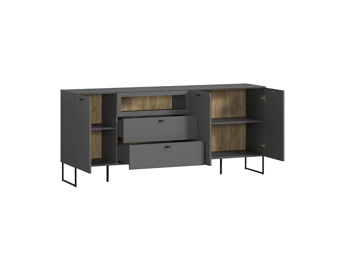 Buffet 3 portes, 2 tiroirs et 1 niche ouverte L191 cm - VELA